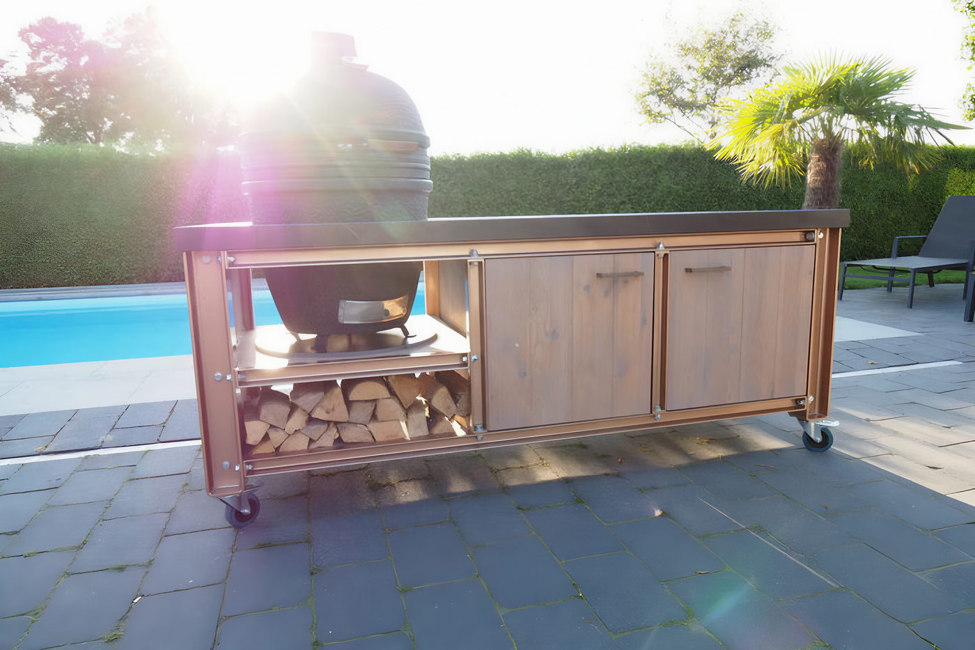 Big green egg outdoor kitchen