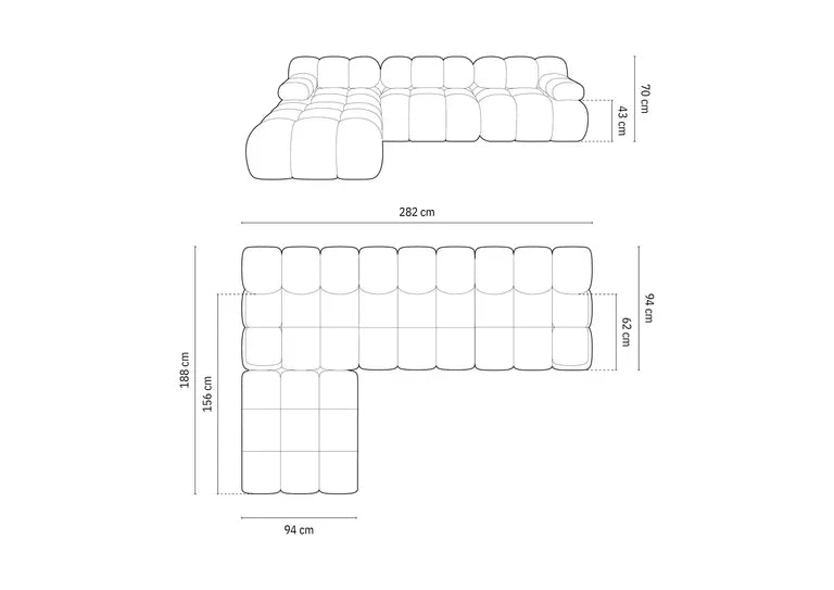 "Tropea" velvet - hoek bank